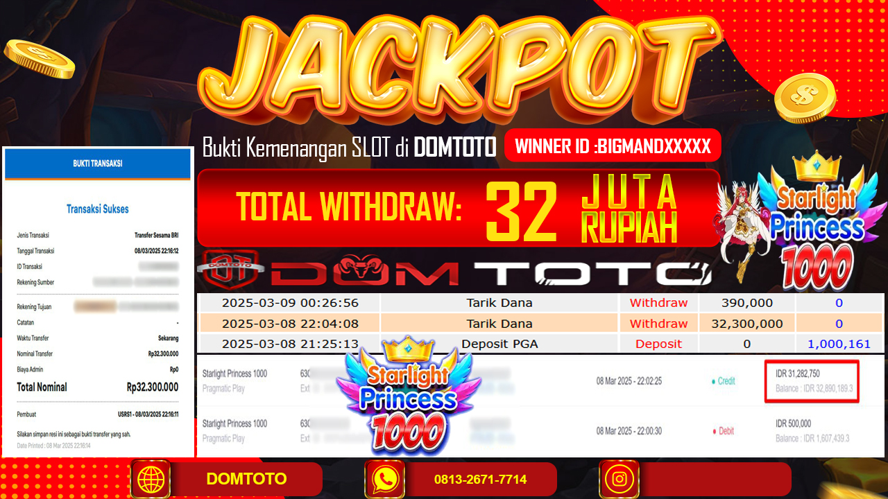 JACKPOT SLOT STARLIGHT PRINCESS 1000  08 MARET 2025